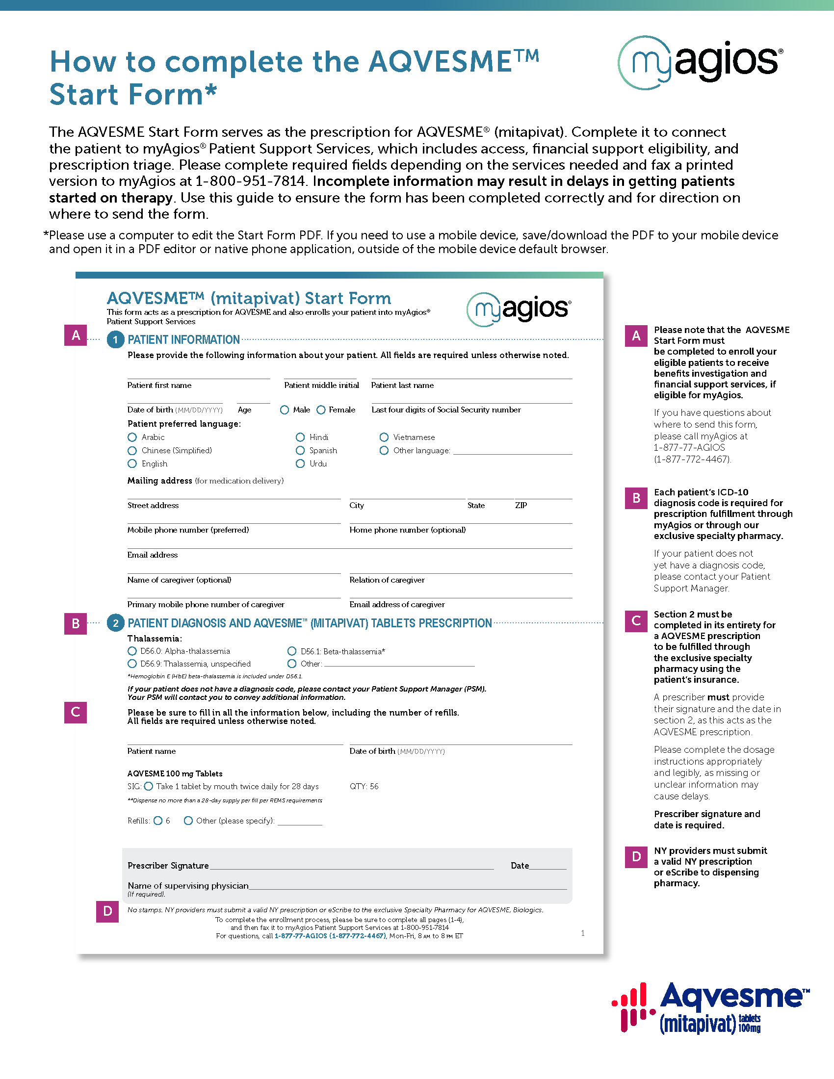 Annotated AQVESME Start Form